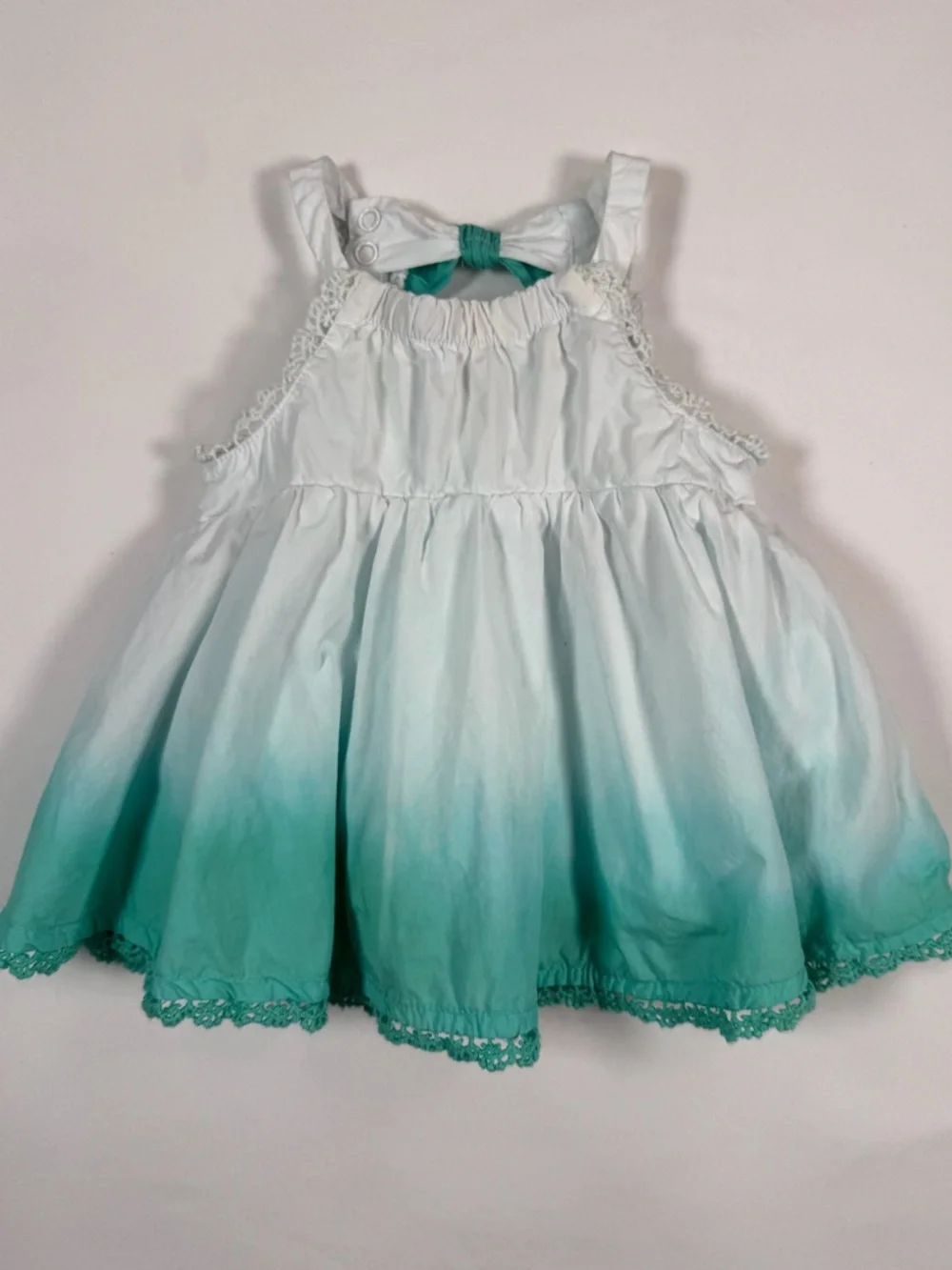 TOMMY BAHAMA Baby Girls' Teal Ombre Coastal‎ Crochet Lace Boho Dress Beach 3-6M